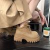 Popular thick heel Martin boots women's 2025 autumn new thick-soled heightening versatile big yellow boots retro lace-up short boots