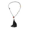 SHIXIN Boho Colorful Resin Bead Tassel Pendant Necklace Woman Retro Adjustable Long Leather Wax Chain Irregular Jewelry Accessor