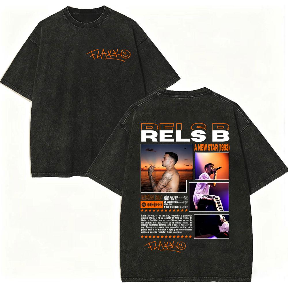 Vintage Washed Rapper Rels B Album Merch Tshirts Men Women Hip Hop Fashion Short Sleeve T Shirt Summer Casual Cotton Tshirts