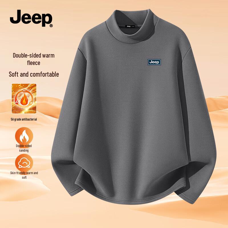 JEEP Men s Thermal Fleece-Lined Half-High Collar Long Sleeve T-Shirt 2XL