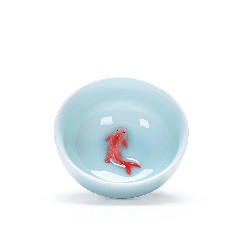 

Фарфоровая чайная чашка в форме рыбы из селадоновой глины, маленькие чайные чашки в форме карпа, чайная утварь в стиле кунг-фу, персонализированные керамические приборы для дегустации чая улун