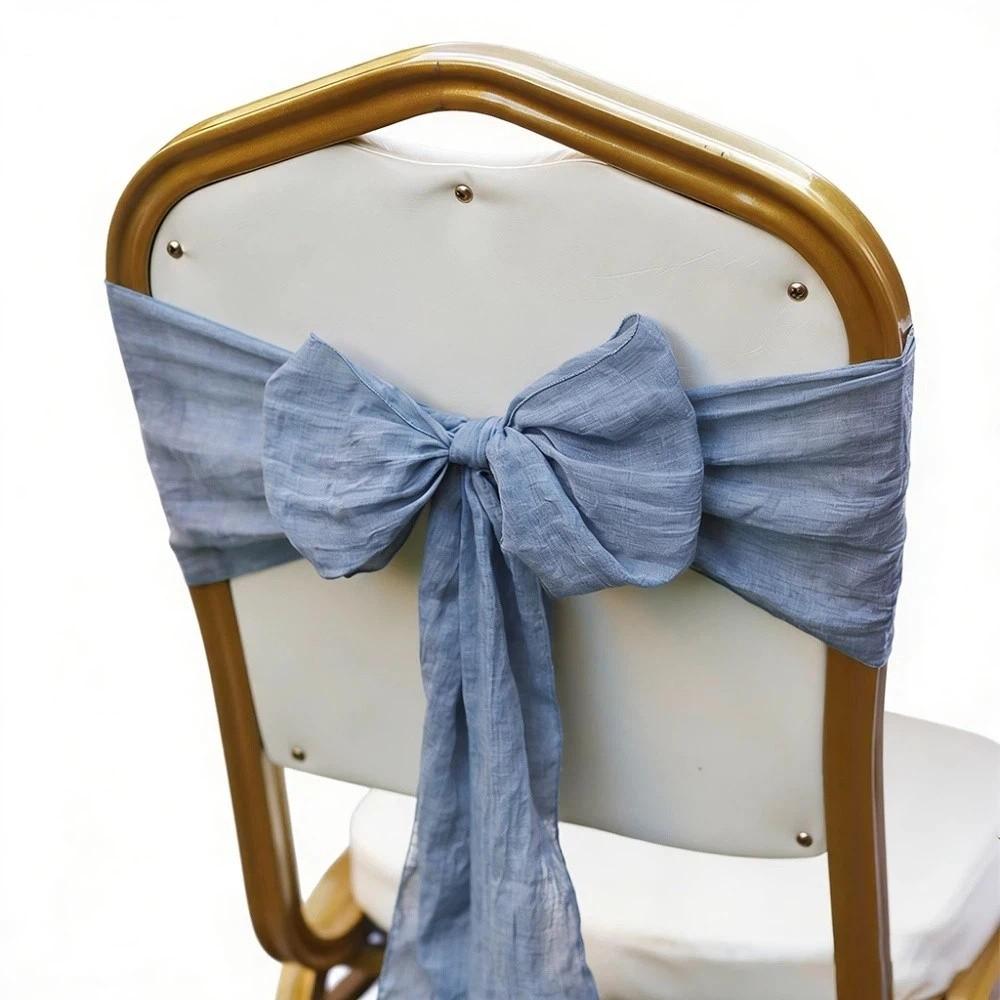 2Pcs Rustic Chair Sashes Cheesecloth Tulle Chair Cover Chair Decorative Bows Wedding Decoration