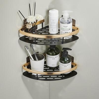 Bathroom Corner Shelf Without Drilling Rustproof Space Aluminum Shower Storage Rack Shampoo Holder  Bathroom Accessories