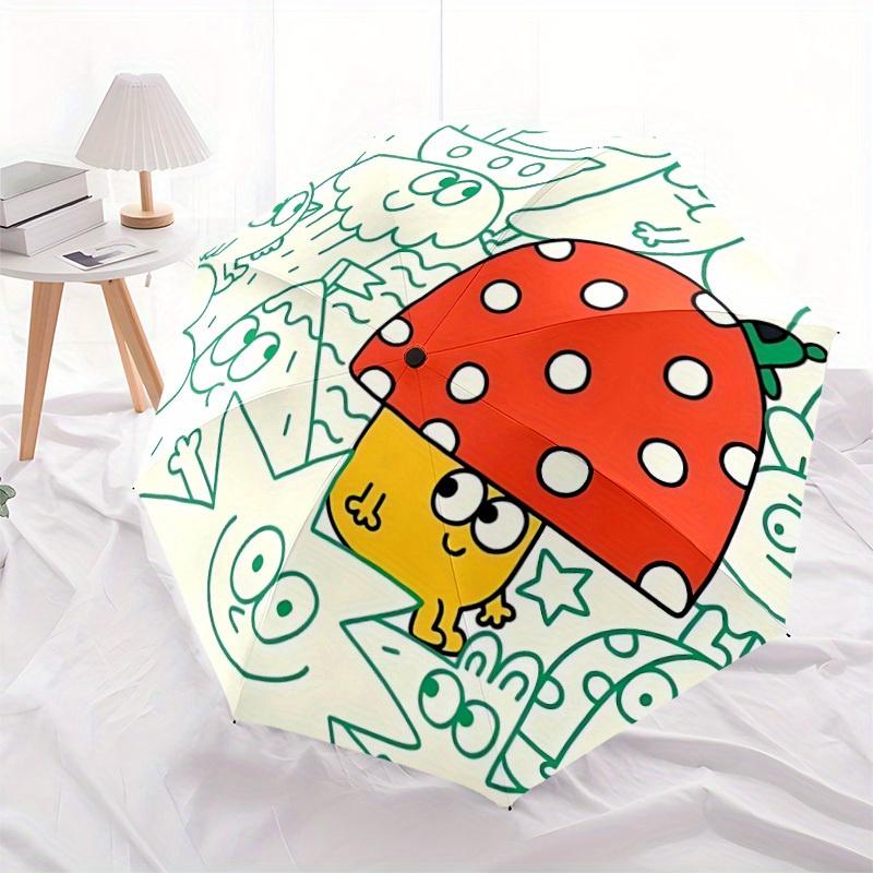 1pc Mushroom Hat Automatic Open/close Folding Umbrella, Compact Portable Travel Umbrella, Perfect Birthday/Christmas, Cute Umbrella, Durable