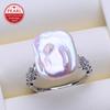 Freshwater Big Baroque Pearl Rings For Women Classic Silver Color Party Ring Anniversary Birthday Gifts