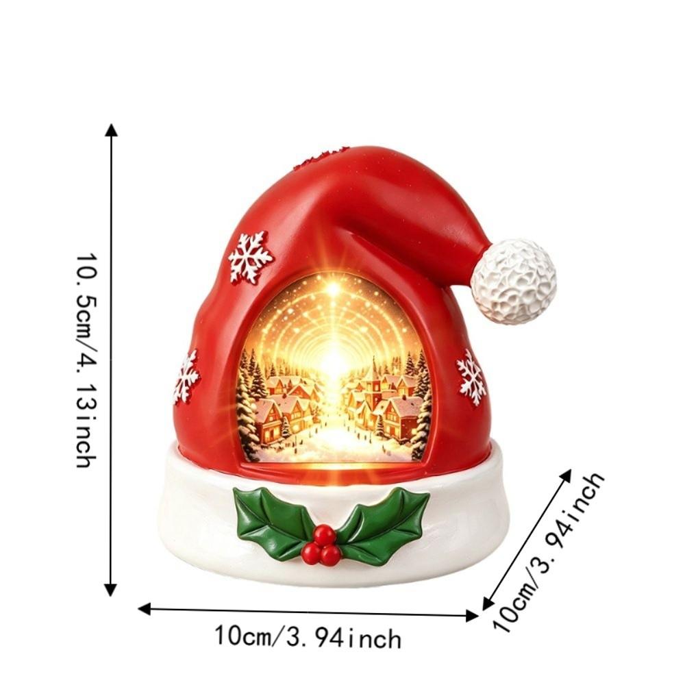 Resin Christmas Figurine Warm Glow XmasHat Statue Light Christmas Elf Hat Ornament Home Decoration