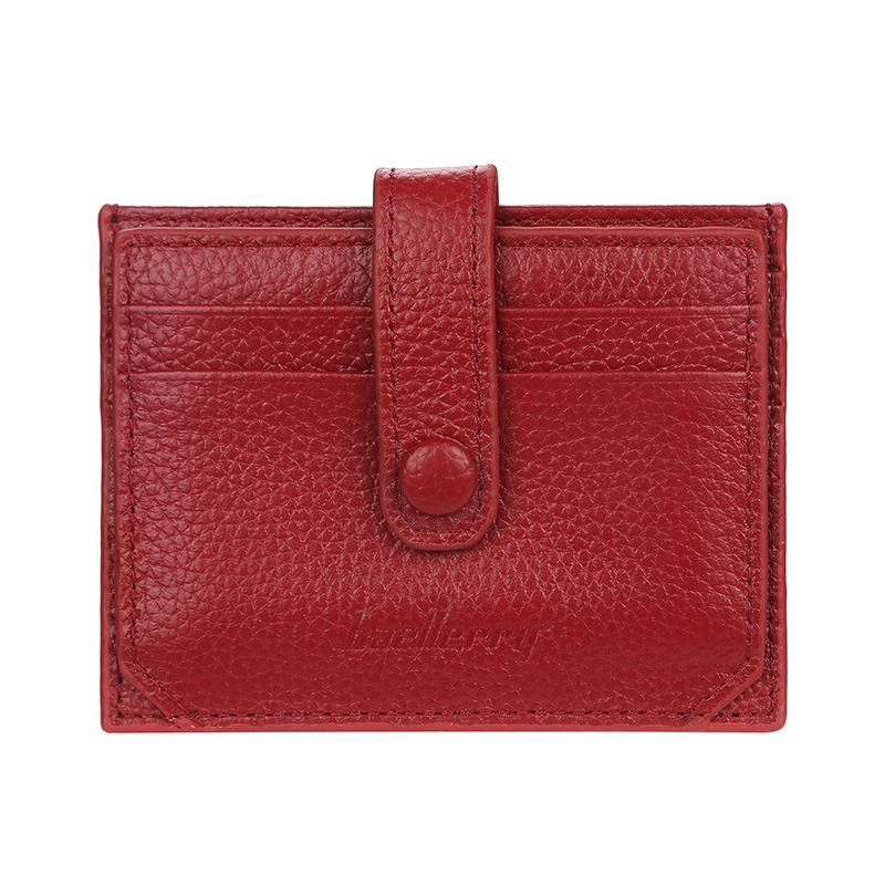 Baellerry Men and Women Multifunctional Short Purse Genuine Leather Wallet Ultra Thin Card Holder Unisex Billfold Snap Button Driver's License Bag