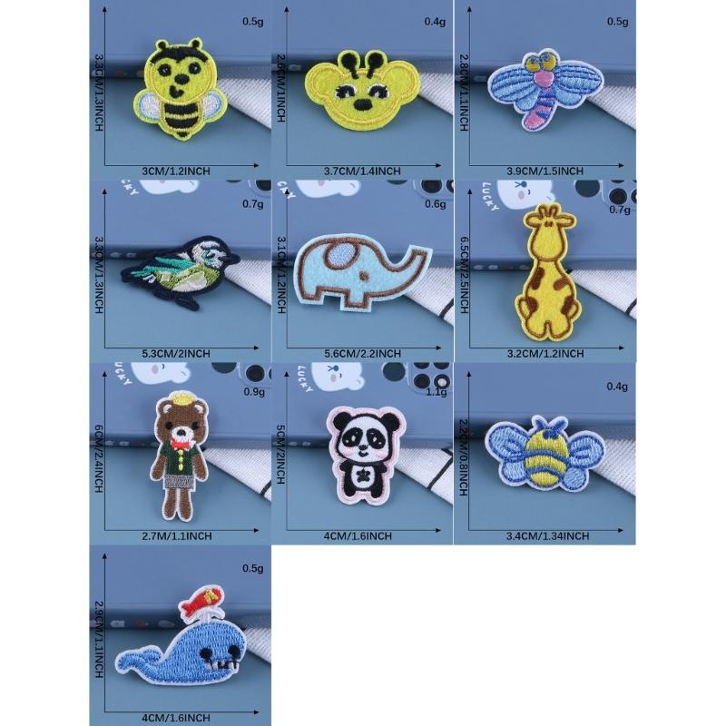 10 Stück Panda Reparaturflicken Giraffe Aufbügler Gestickte Flicken Cartoon Tier Aufnäher zum Aufnähen für Kleidung Hut