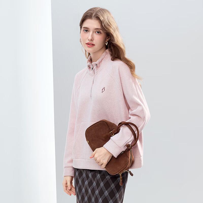 Betu Women's 2025 Winter Casual Fleece-Lined Stand Collar Sweatshirt