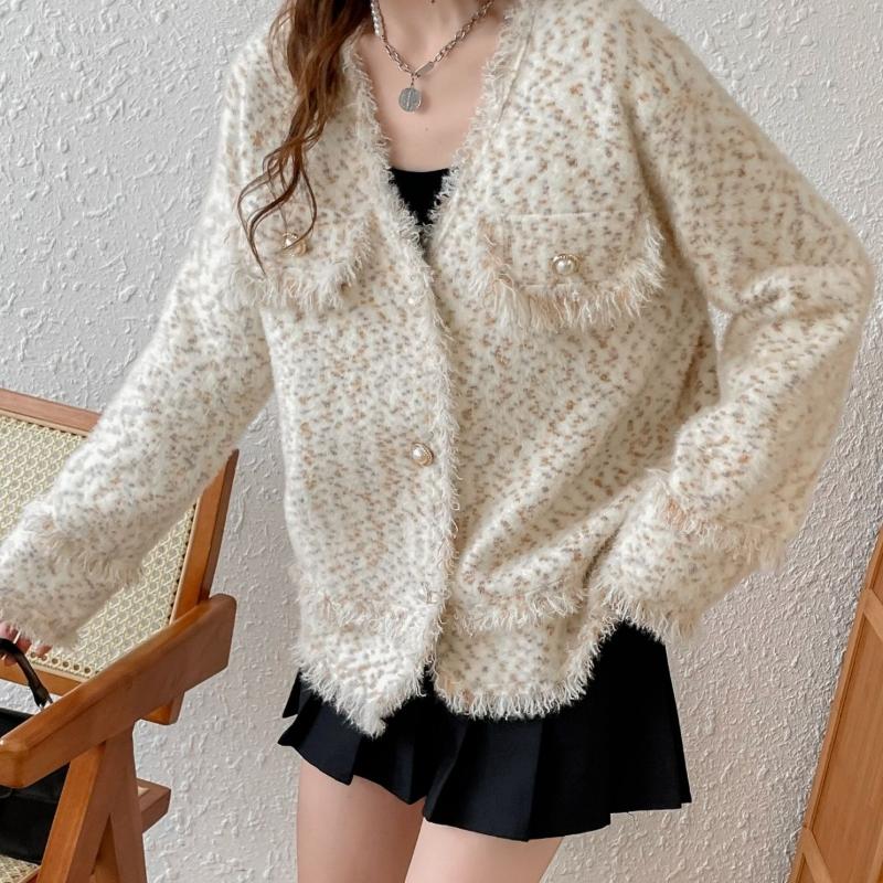 

Маленькое ароматное пальто, женский кардиган, осень-зима 2022, кардиган с v-образным вырезом, однотонное повседневное пальто знаменитостей с длинными рукавами, женские топы One Size верблюд