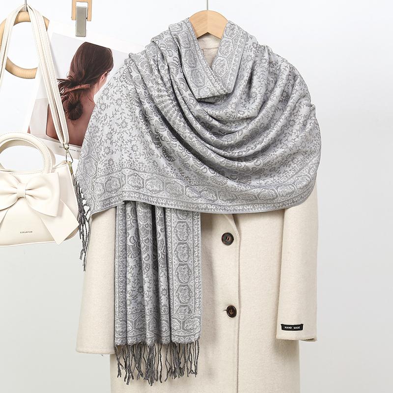 Paisley Pashmina Shawl Scarf Women Jacquard Cashew Printed Scarves Flowers Borders Female Tassel Blanket Wraps Ethnic Shawls