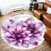 1PC Floral Pattern Office Round Area Rug, Under Office Chairs Bedroom Living Room Home Decor, Carpet for Office -1110097