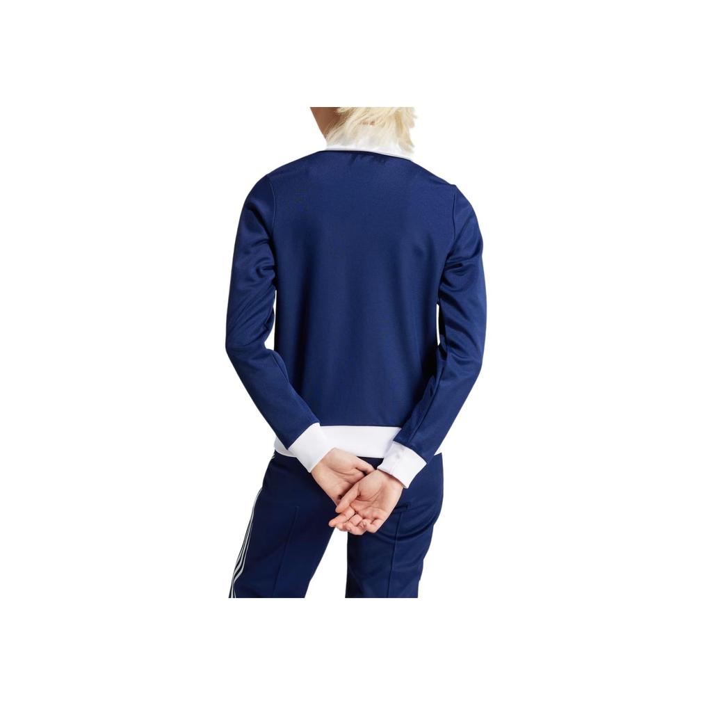 Adidas Originals Beckenbauer Track Striped Logo Print Stand Collar Zip Long Sleeve Sweatshirt Women sweatshirt Dark-Blue IY2222