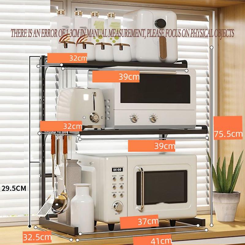 Étagère à Micro-Ondes Réglable, 2 Niveaux Organisateur De Comptoir Avec