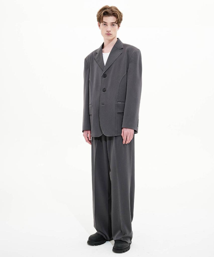Trip Le Sens Cut-Out Oversized Single Blazer_Pure Grey