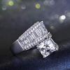 Luxury new jewelry, light luxury inlaid trapezoidal zircon ring, ring