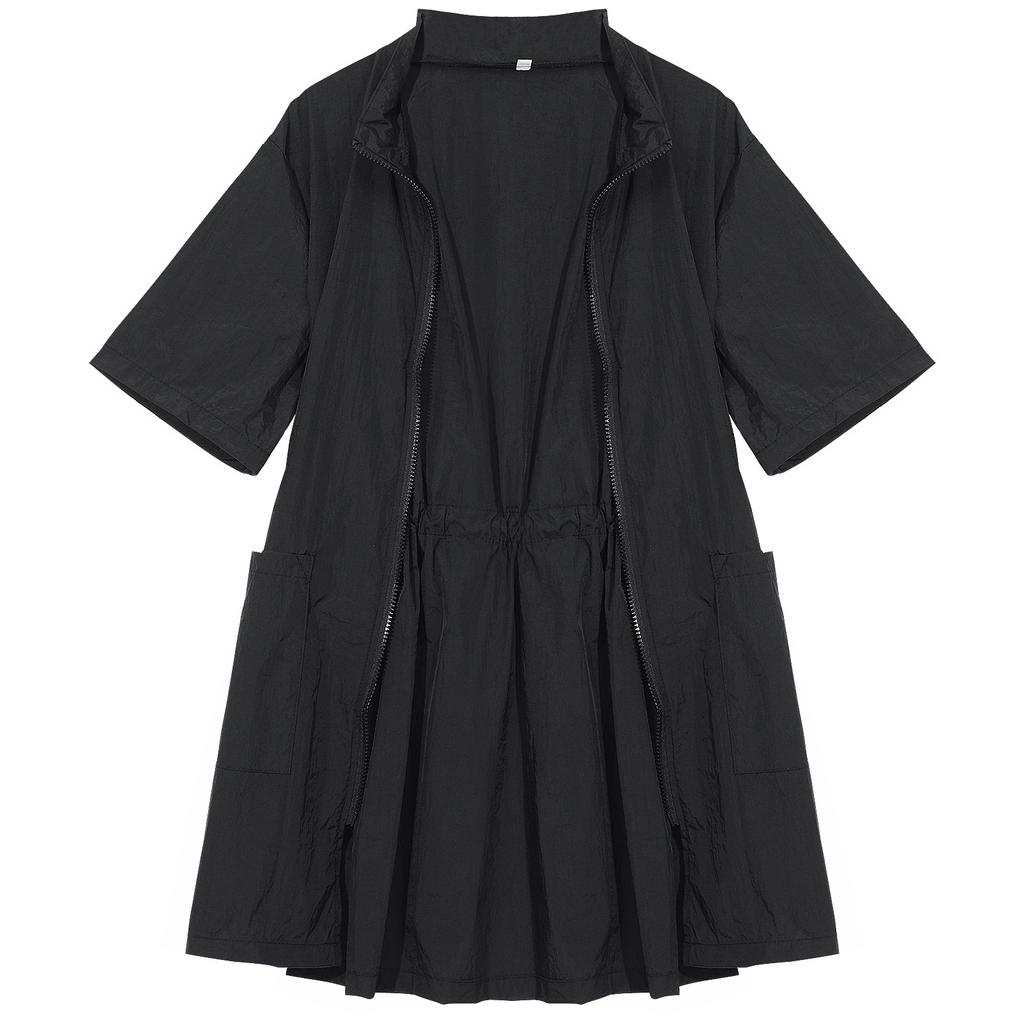Grooming Workwear Nylon Anti- Static Work Clothes Hair Shirt Uniform Smock with Full Zipper for Cat Shop Black Size