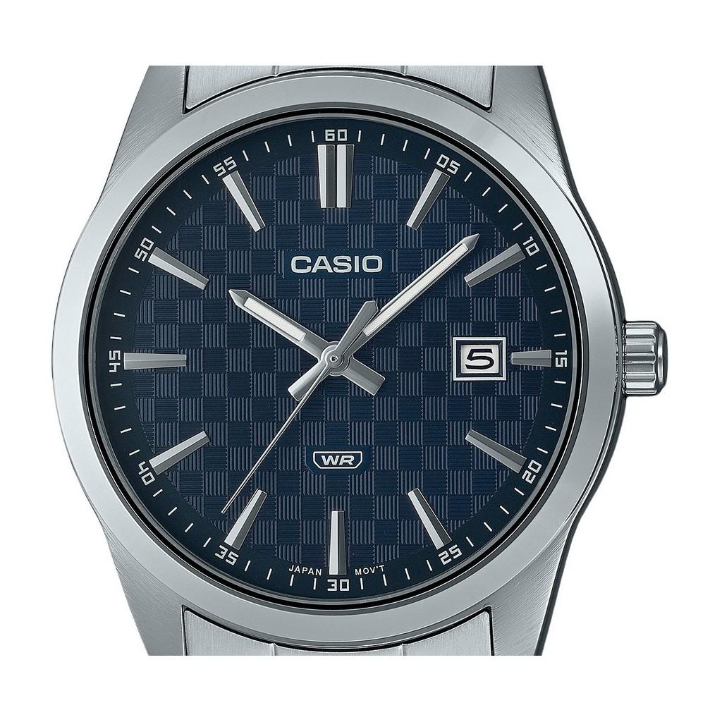 Casio Ceas de bărbați Enticer analog cu cadran albastru din oțel inoxidabil cu quartz MTP-VD03D-2A
