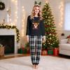 Christmas Family Matching Outfit Set with Neck Printed Top and Pants for Holiday Photos
