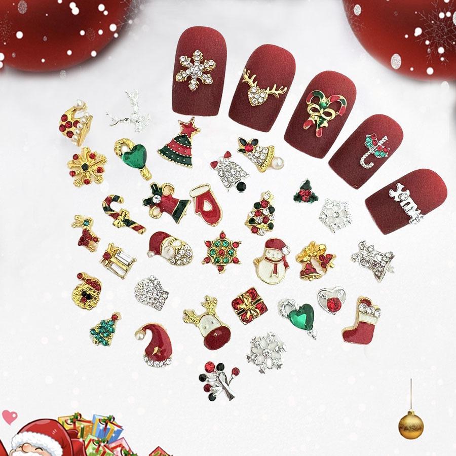 Christmas Alloy Nail Art Decorations: Snowman, Bell, Elk, Tree