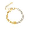 Zircon Inlaid Metal Chain Bracelet: European-American Niche Light Luxury Design