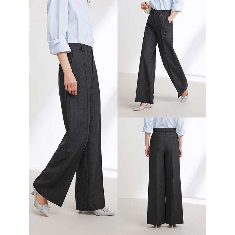 

Женские брюки-костюм EP YAYING из чистой шерсти с высокой талией и широкими штанинами M 3