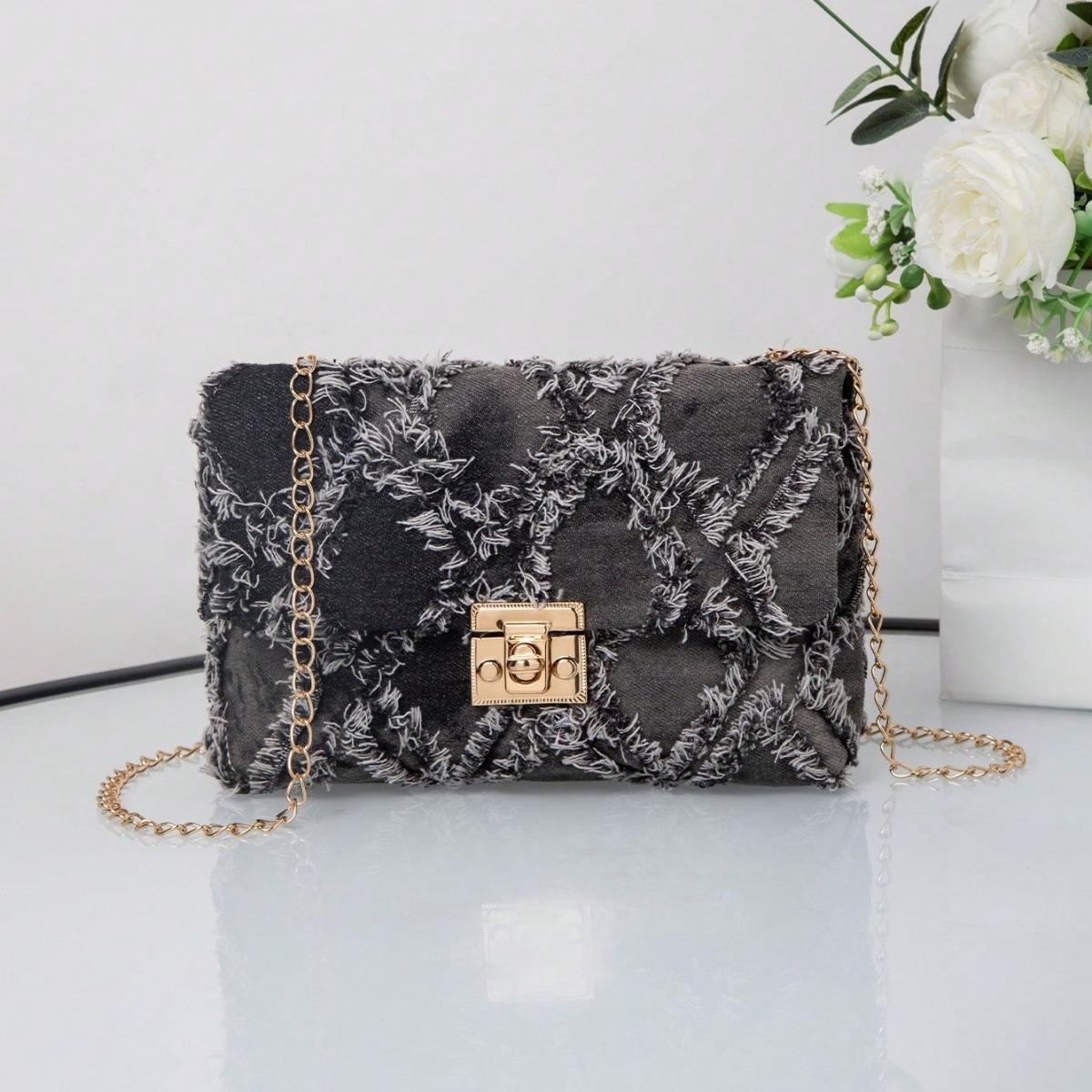 

Plaid Crossbody Bag - Detachable Shoulder Strap, Single Shoulder/crossbody, Women s Casual Fashion Design, Modern Accessories, Textured Surface