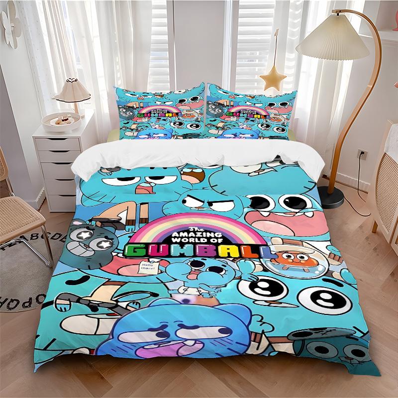 

3pc Cartoon Gumball Bedding Set Guest Room Bedroom Decor Christmas Halloween Decor Birthday and Holiday Gifts- All Seasons 3pcs Quilt 150 135x200cm