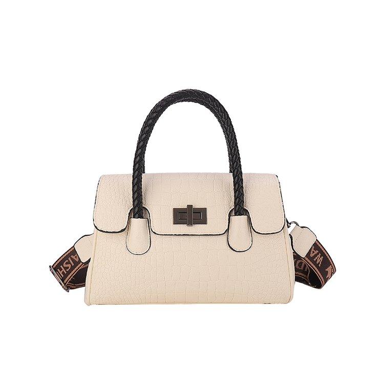 Handtasche mit Krokodilmuster, Umhängetasche aus echtem Leder, Damen-Geldbörse mit Klappe und geflochtenem Griff