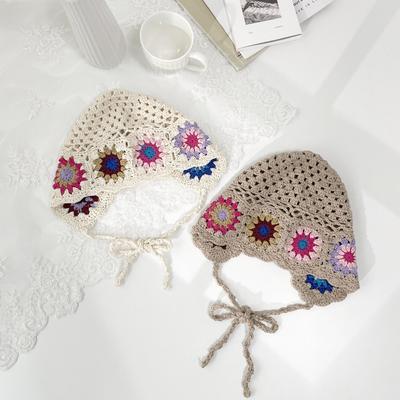 Herren- und Damen-Tageshut, Strickmütze mit Blumenmuster