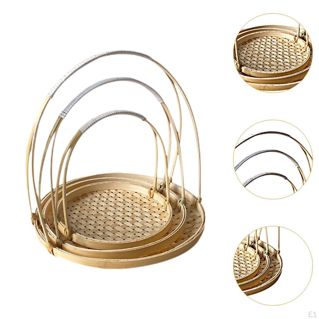 3Pcs Woven Fruit Basket Home Decor Food for Party Kitchen Restaurant