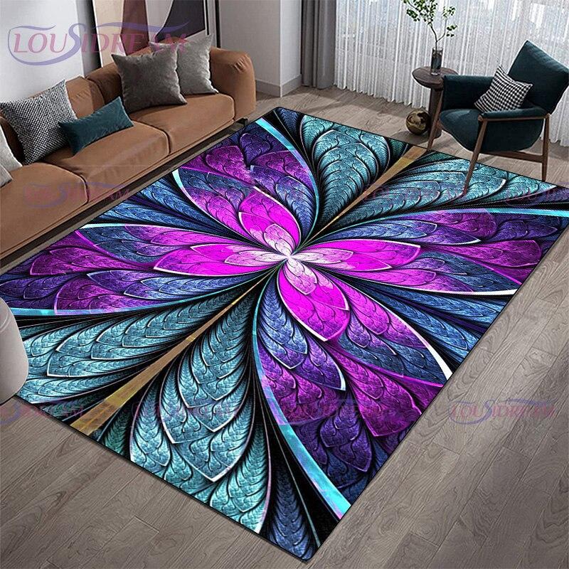 Moderner, luxuriöser farbiger Federteppich, Wohnzimmer-Teppich, rutschfeste Teppiche für Couchtisch, Flur, Eingangsbereich, Bodenmatte, Dekor