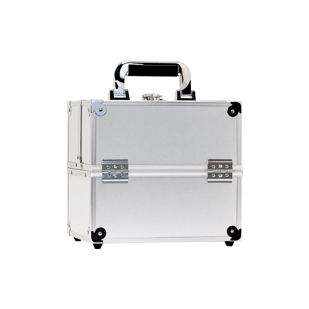 Aluminum Alloy Makeup Train Case Jewelry Box Organizer, Large Capacity, With Handle and Adjustable separator