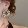 Exaggerated Metal Hollow Sun Flower Earrings for Women Vintage Irregular Smooth Earrings Unique Party Jewelry Accessories