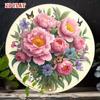 Iron Wall Art Large Canvas Vintage Floral Print Distressed Wood Frame Boho Home Decor