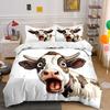 Surprised cow with wide-open mouth Print Bedding Set 1 Duvet Cover 2 Pillowcases for Adult and Children Luxury Gift Full Size