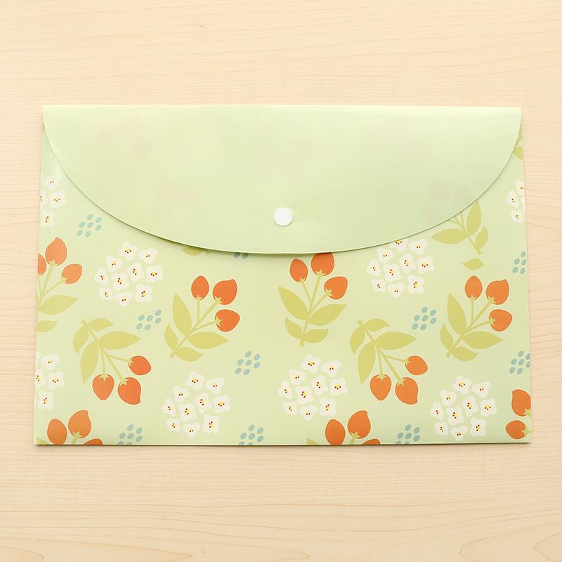 10pcs A4 Document Bags Transparent PVC Snap Folders Cute Floral Designs Test Paper Bags Creative Storage Office School Supplies