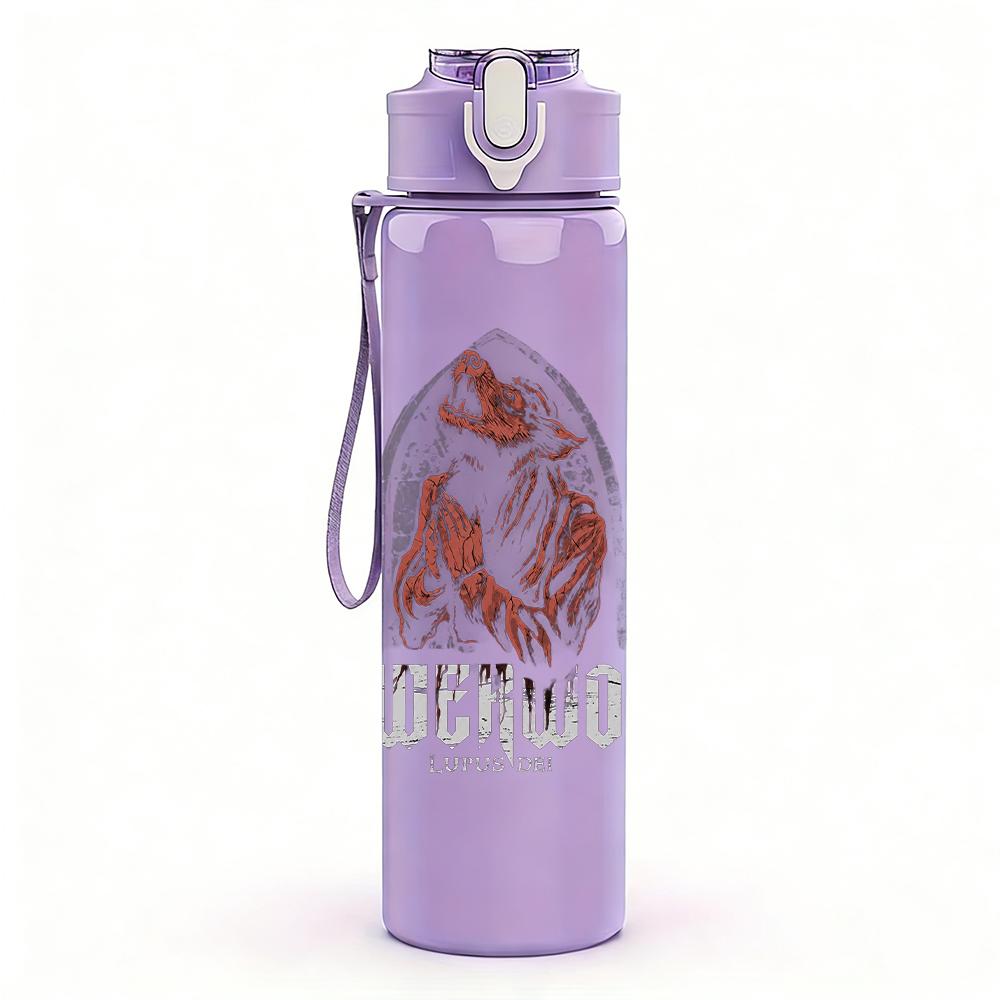 1PC Powerwolf Band Vintage Grunge Print 750ml colorful plastic sports water bottle leakproof pop up lid with straw for outdoor work home use