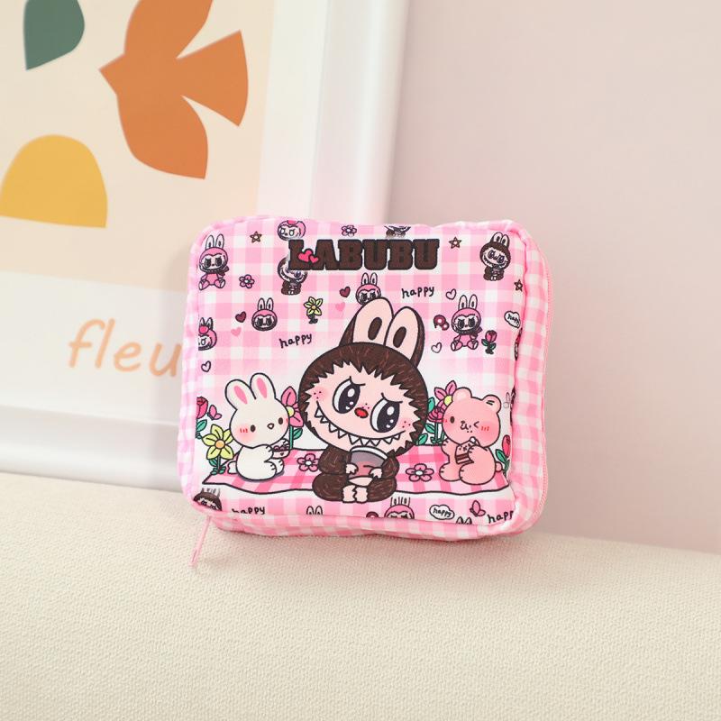 Cartoon multi-color canvas women's sanitary napkin storage bag, aunt handkerchief bag, sanitary cotton storage bag CLE