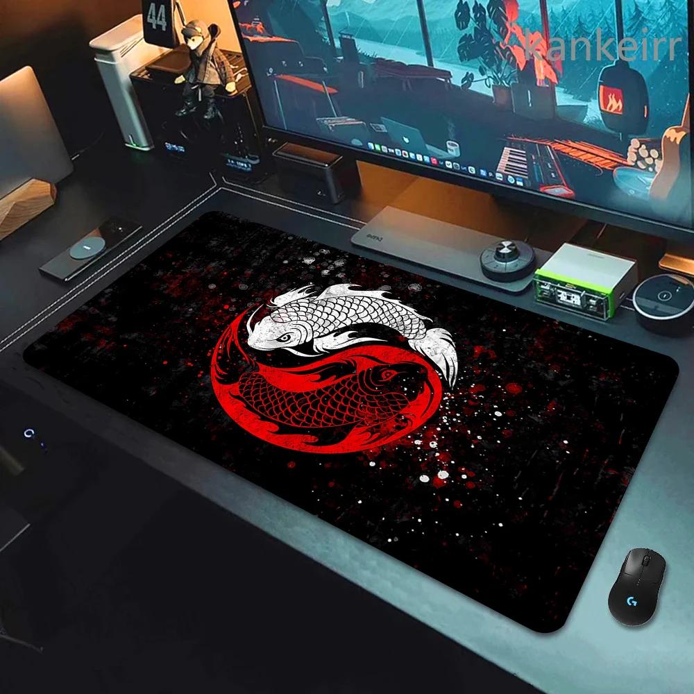 Gaming Mouse Pads Koi Taichi Neutral Table Mats Computer Mousepad Company Big Deskmat 90x40 Large Gamer Mousepads Fish Mouse Mat