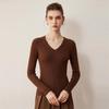 Women's Cross V-Neck Striped Wool Knit Pullover, Slim-Fit Base Layer for Autumn/Winter