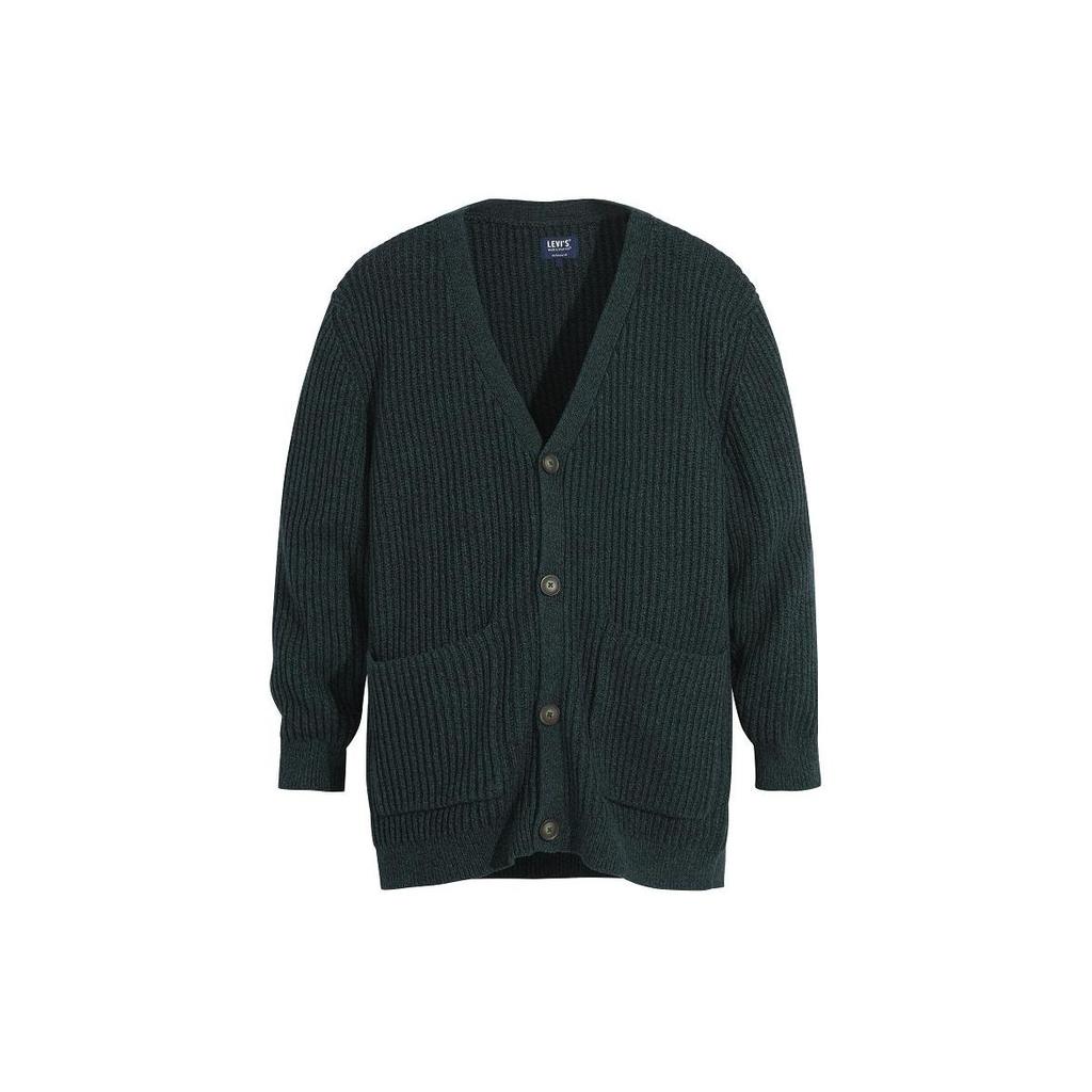 Levis Midnight Blue Label Series V-Neck Solid Long Sleeve Comfortable Casual Knit Sweater Men Sweater Green A0291-0000