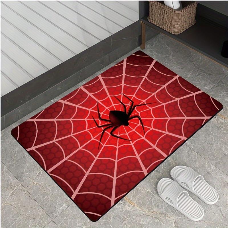 

Spider Web Design Round Rug Red and Black Gothic Pattern Non-slip Machine Washable Floor Mat for Bedroom Living Room Decor 40x60cm