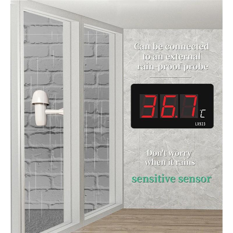 AAAF Elektronisches Digitales Thermometer für Zuhause LED Pool Thermometer Großer Bildschirm Temperaturdetektor Saunaraum Sonde EU-Stecker