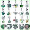 Copper Charm Bead Flower Butterfly Dangle Green Series Zircon Fit 3Mm Bracelet Diy Jewelry For Student Ceremony