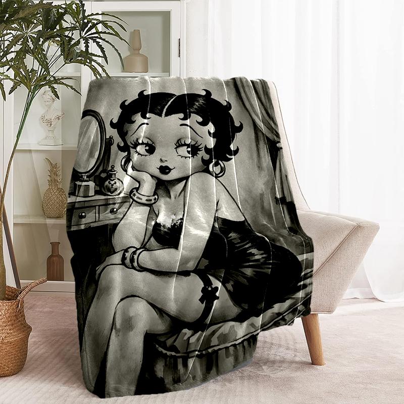 Betty Boop Print Blanket - Soft & Comfortable, for Bedroom, Travel, Sofa, Home Decoration - Birthday Christmas Gift for Friend