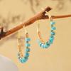 Retro new Chinese natural stone beaded earrings collection handmade design national style oil painting temperament earrings