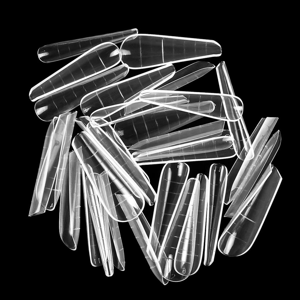 120 stk neglespisser med skala rask forlengelse Gjennomsiktig falske negler Manikyr spikerbygging