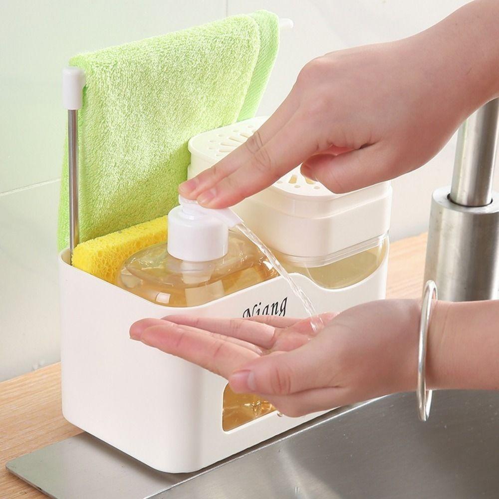 4-in-1 Press Soap Dispenser Plastic Shampoo Bottle Hand and Dish Soap Dispenser Set  Countertop