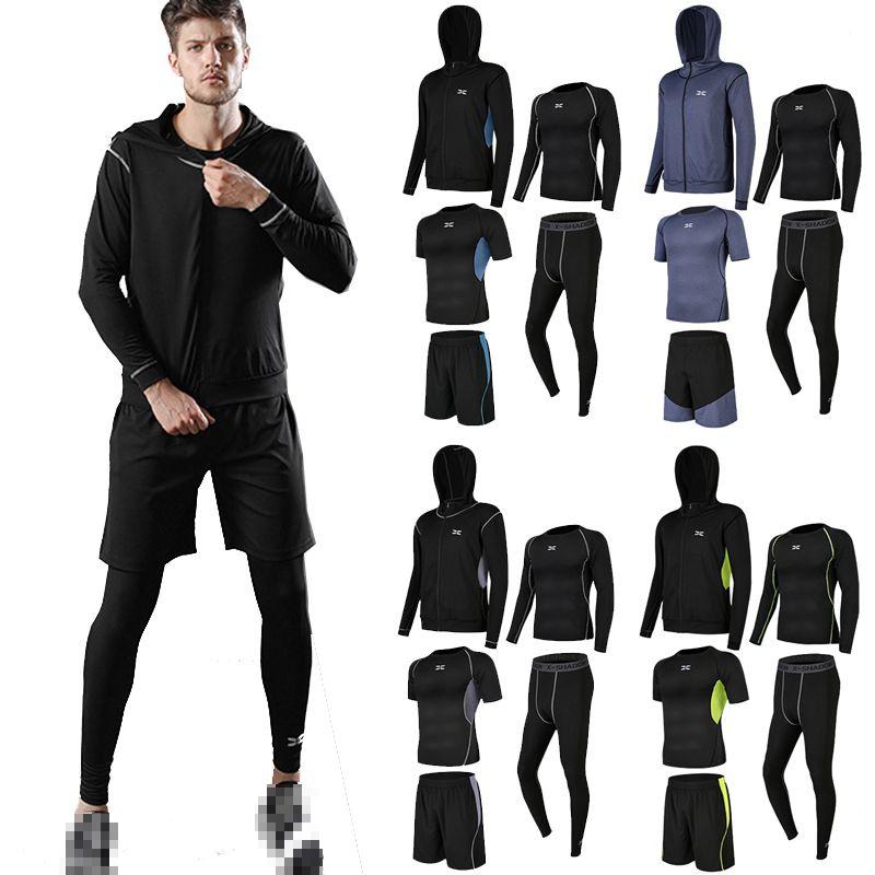 Premium 5pcs Men's Gym Jogging Set With Breathable Quick-dry Fabric And Hoodie